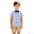 thumbnail image 2 of Fozruso Toddler Boys and Girls Short Sleeve Striped Dress Shirts Kids Classic Button-Down Shirts for Formal and Casual School, 2 of 7