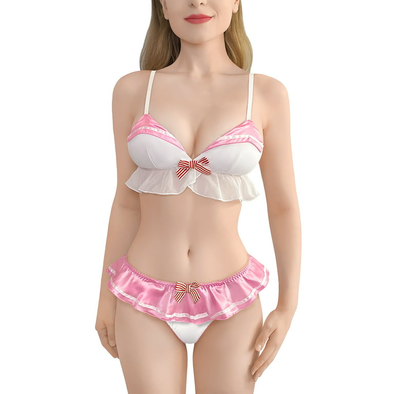 Littleforbig Bikini Bra Panties Set Women’s Female Magical Girls Pink 2XL