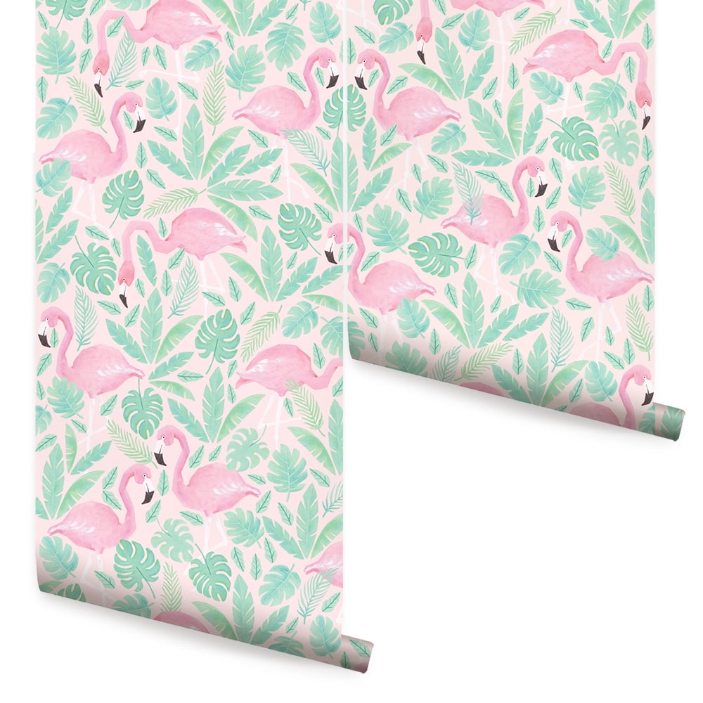 Tropical Flamingo Peel and Stick Wallpaper - Walmart.com - Walmart.com