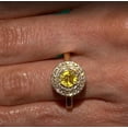thumbnail image 5 of LUXOROAAA Yellow Sapphire White Diamond Round 14K Yellow Gold Halo Ring for Women Jewelry Size 7 Ct 1.31 G-H Color I3 Clarity Birthday Gifts, 5 of 7