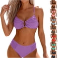 thumbnail image 6 of qucoqpe Bikini Sets for Women Two-piece Bathing Suit Summer Fashion Casual Solid Color Beach Swimsuit, 6 of 6