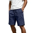 thumbnail image 2 of Sports Shorts for Men Men's Solid Color Elastic Waist Drawstring Zipper Pocket Casual Sports Shorts Blue Xl, 2 of 9