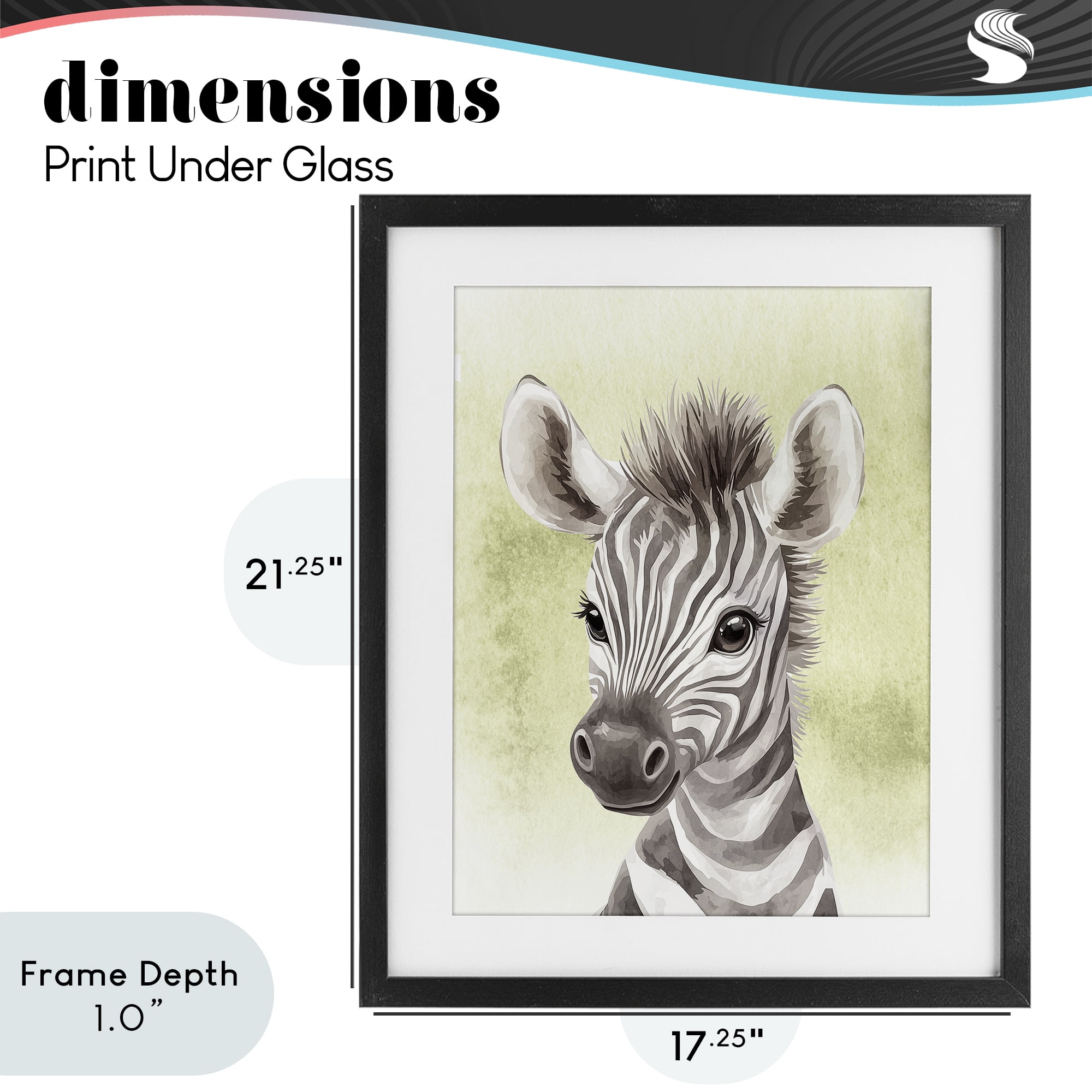 Stupell Industries Jungle Friends Baby Zebra Black Framed Print Under Glass, design by Christine Simpson Art