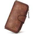 thumbnail image 1 of Billetera CLUCI de piel para mujer con bloqueo RFID, triple pliegue, marrón, 1 of 7