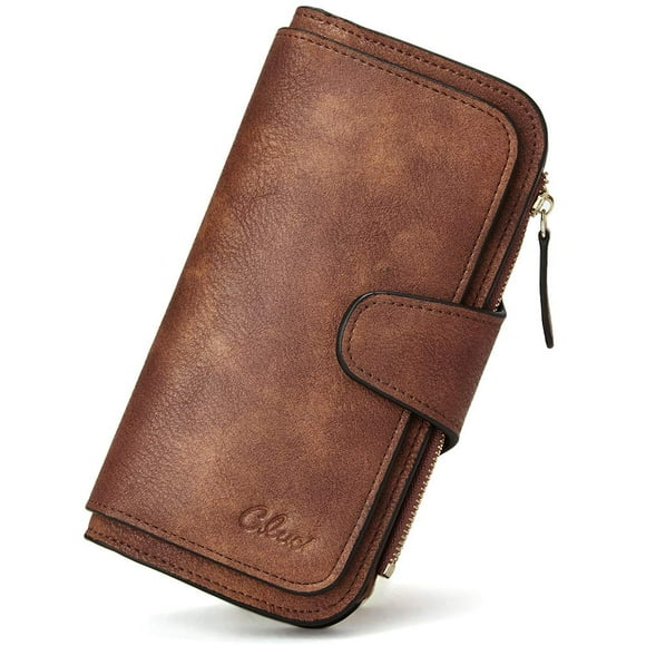 Portefeuille CLUCI Femme Cuir Blocage RFID Trifold Marron