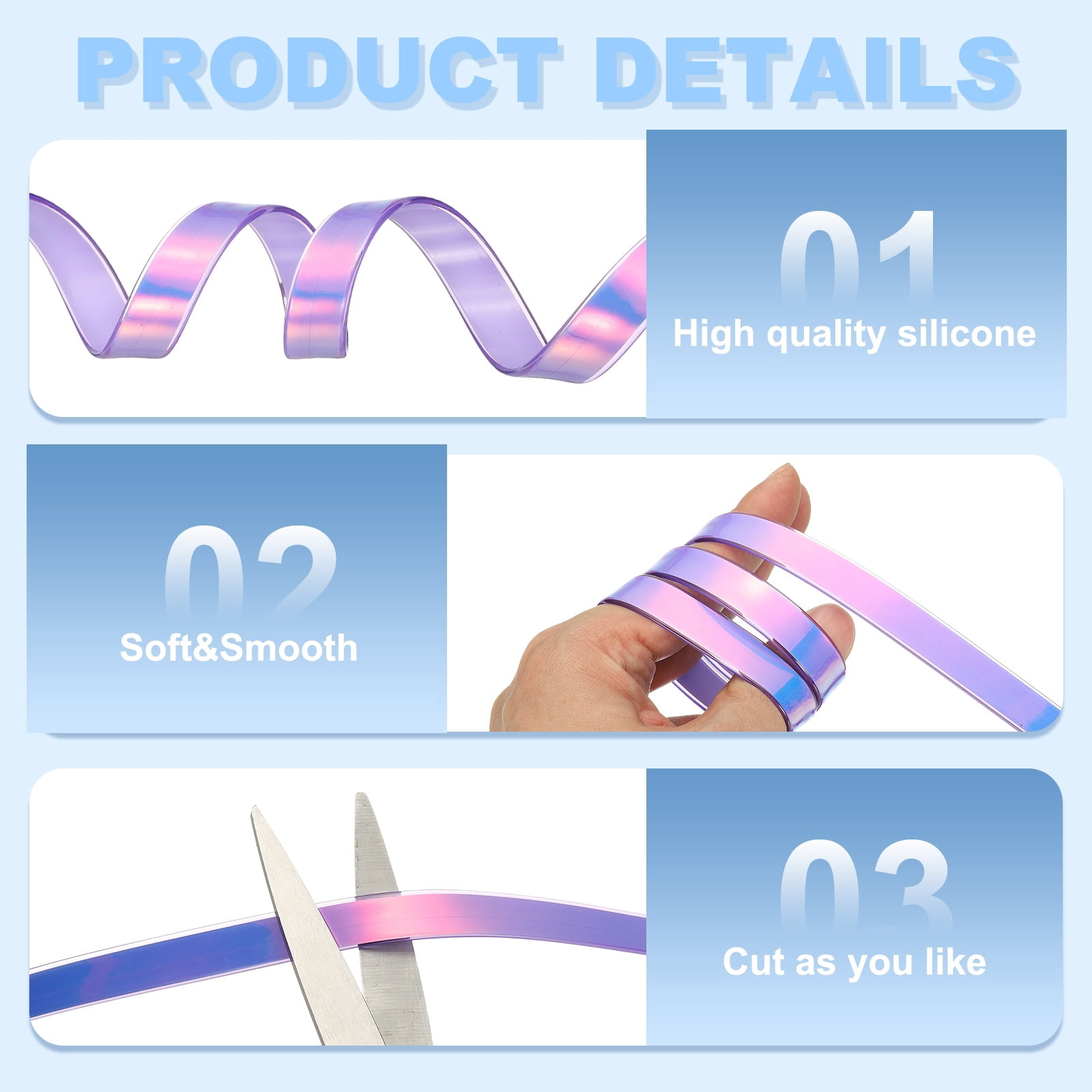 2PCS 5.47  Yards Silicone Lanyard String, 12mm Wide Bright Color Lacing Cord Laser Reflective Lanyard String for Crafts Weaving DIY Handmade Bracelets Clothes Keychain, Medium Purple