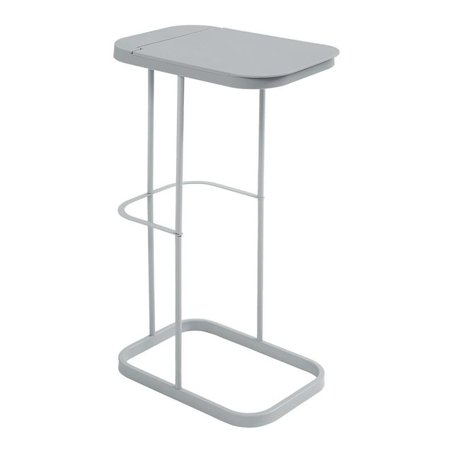 Soporte portátil para bolsas de basura, cubo de basura con tapa abatible, moderno y creativo. Gris