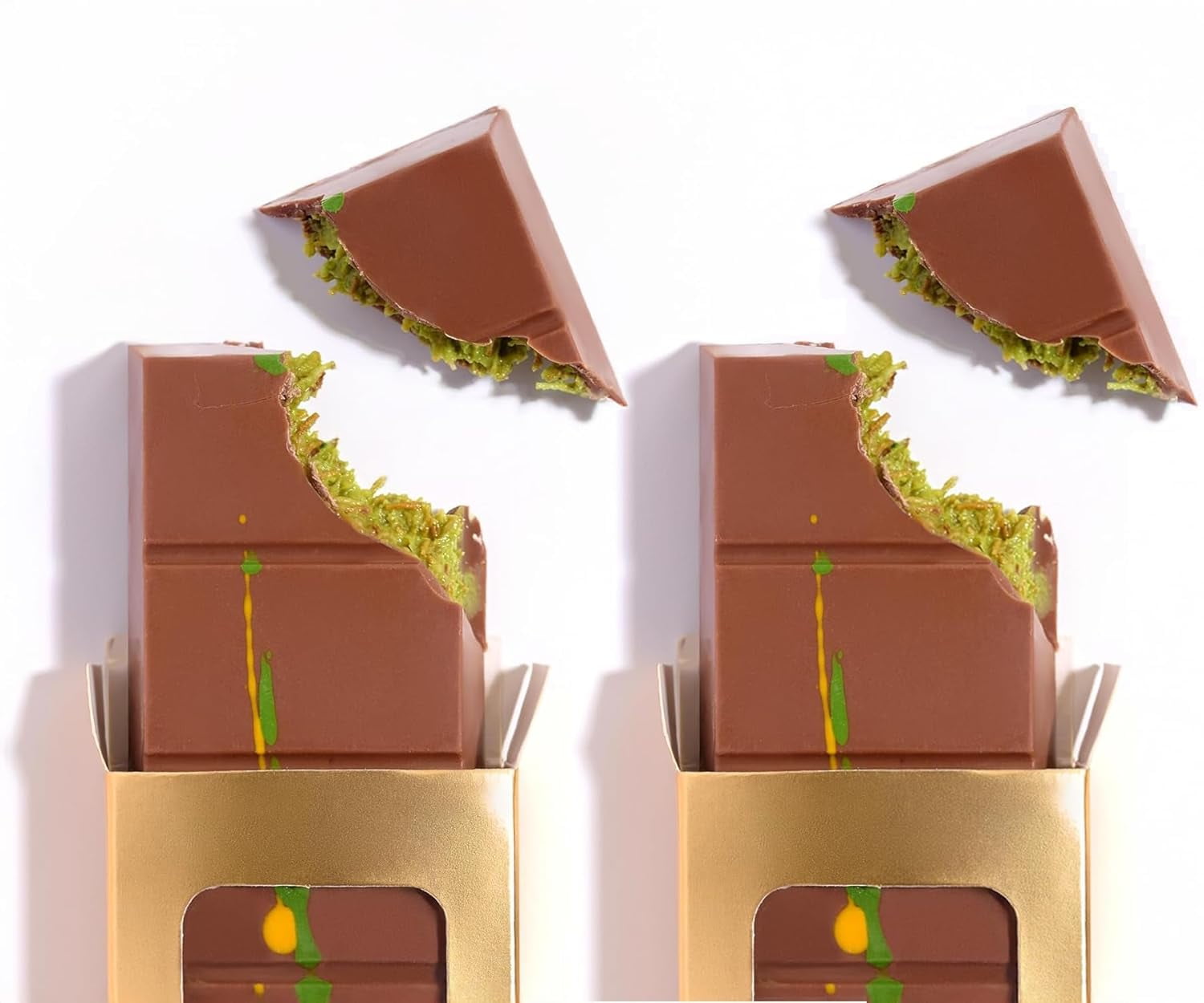 UniqBite 2 PACK Dubai Chocolate Bar, Handmade Luxury Milk Chocolate with Pistachio Cream and Kataifi, Total 7 Oz (200g)