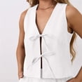 thumbnail image 5 of Women's Tie Front Vest and Shorts Set Resort Summer 2 Piece Outfit, 5 of 9