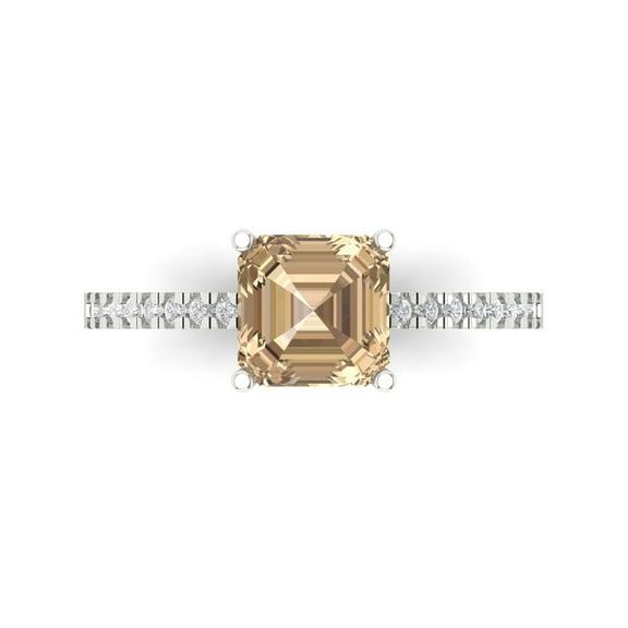 Clara Pucci 14K White Gold 2.7ct YellowMoissanite Solitaire with Accents