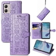 thumbnail image 2 of Funda Cartera FOXDOCK para MOTO G53 5G , Flip PU con Relieve de Gatos y Perros, Tarjetero y Soporte, 2 of 6