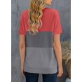 thumbnail image 3 of Womens Striped Color Block Short Sleeve Causal Blouses T Shirts Tops, 3 of 4