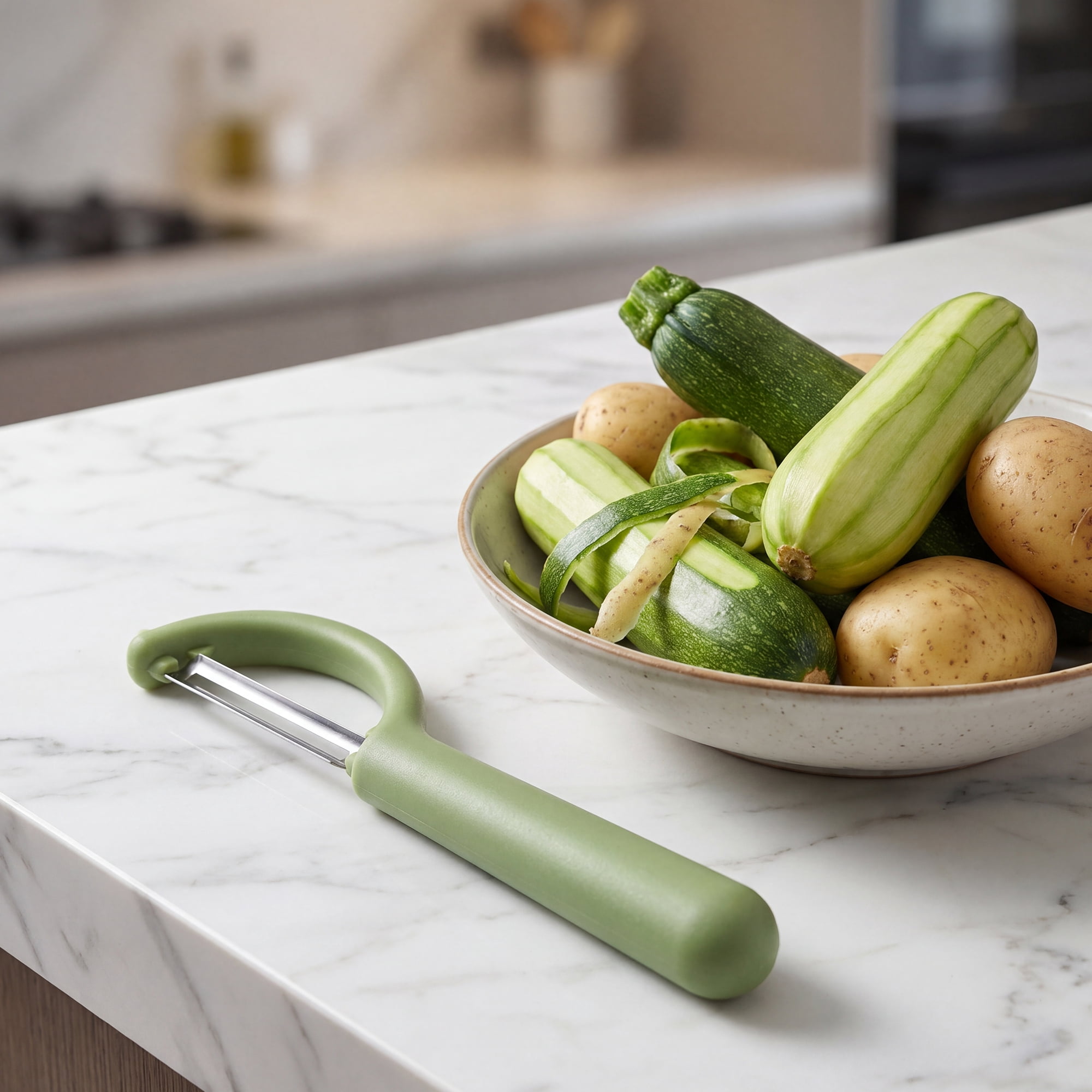 Unique Bargains Plastic Apple and Potato Peeler with Ergonomic Handle Green 6.5x1.4 inch