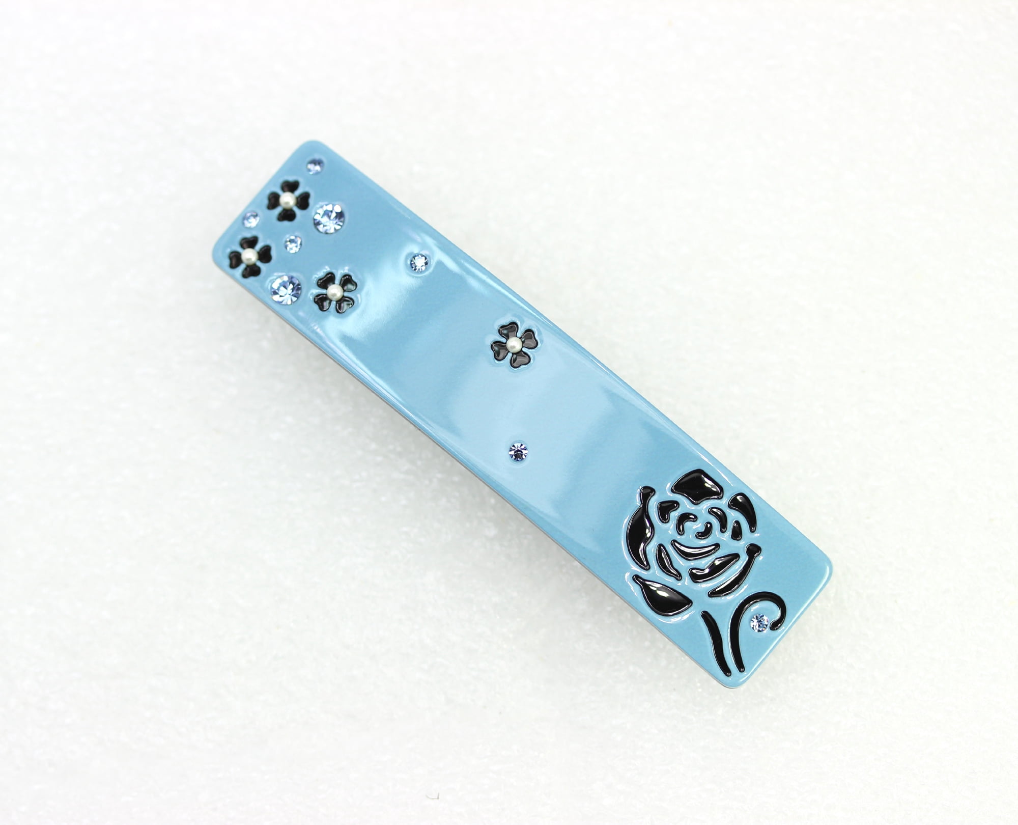 Faship Dusty Blue Cellulose Acetate Rose Floral Art Deco Hair Claws Clips