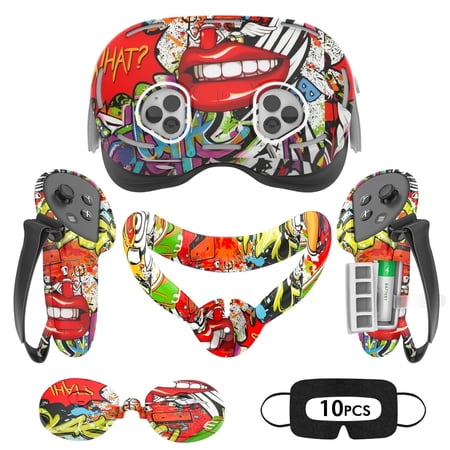 Baoyemes Silicone Cover Set for Oculus/Meta Quest 3S  VR Accessories for Meta Quest 3S Protective Cover Set Includes Controller Grip Cover Face Cover VR Shell Cover (Street Graffiti)