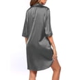 thumbnail image 4 of Hanerdun Women Nightgown Female Silky V-Neck Sleepshirt Pajamas Gray 2XL, 4 of 5