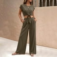 thumbnail image 5 of EazyTech Women 2 Piece Lounge Sets 2026 Casual Summer Outfits Cap Sleeve Strappy Crop Tops Wide Leg Pant Tracksuit, 5 of 6