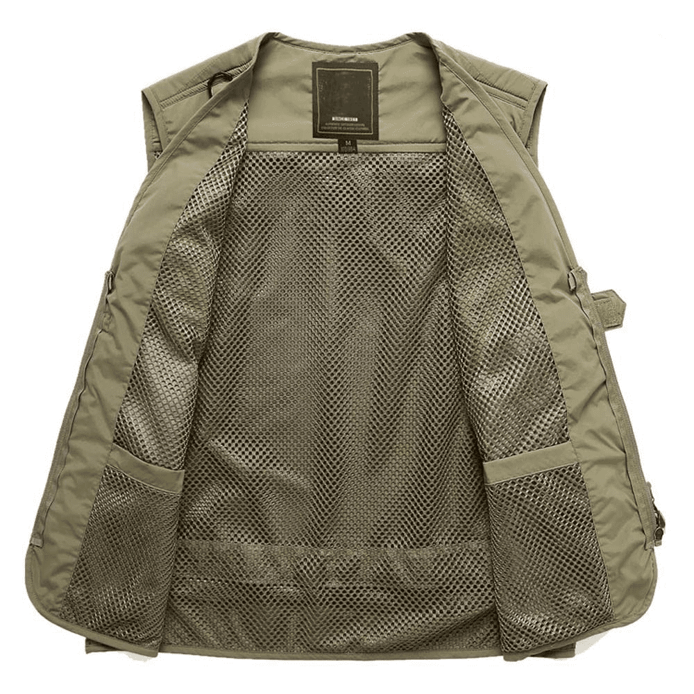 HOTIAN Fishing Vest Jcket for Men and Women Quick-Dry Outdoor Cargo Utility  Vests with Multi-Pocket for Travel Work Photography Army Green XL 