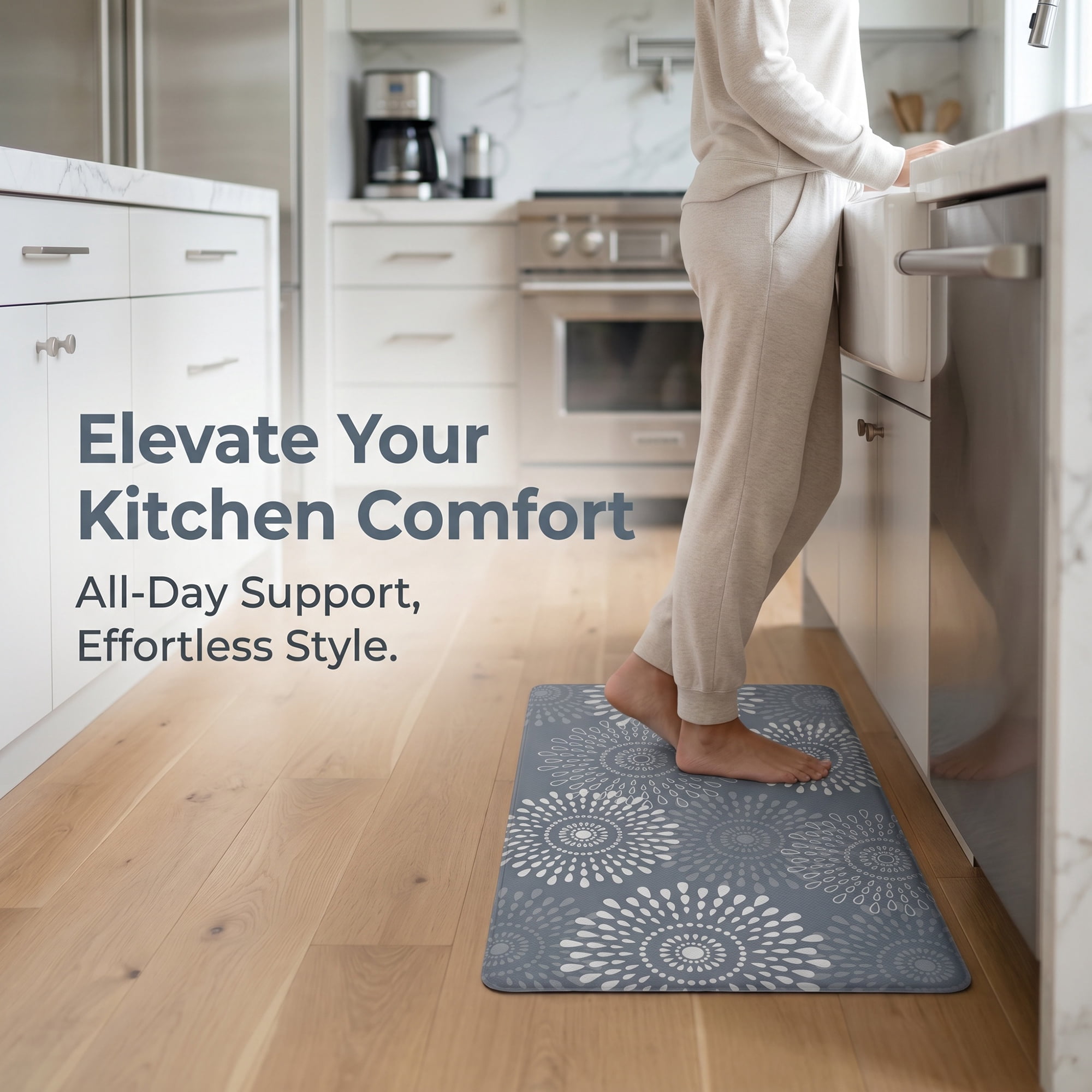 Unique Bargains Cushioned Waterproof Non-Slip Standing Mat Grey 30" x 17"