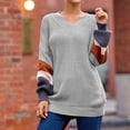 thumbnail image 3 of Vedolay Womens Casual Tops Women's Sweaters 2023 Fall Long Sleeve Crew Neck Striped Oversized Casual Pullover Top,Gray L, 3 of 4