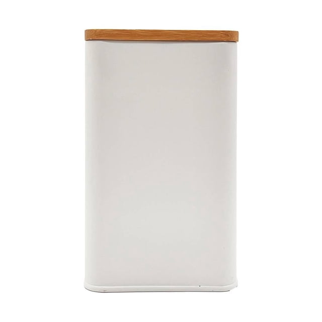 Canister Homecreations Metal Blanco con Tapa Bambú 2100ml