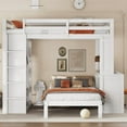 thumbnail image 2 of [Luckynote]Full XL/Full over Twin Bunk Bed with Dismountable Lower Bed and Desk, Solid Wood Bunk Beds Frame with Built-in Shelves and Wardrobe, Can be Converted into Loft Bed, White, 2 of 10