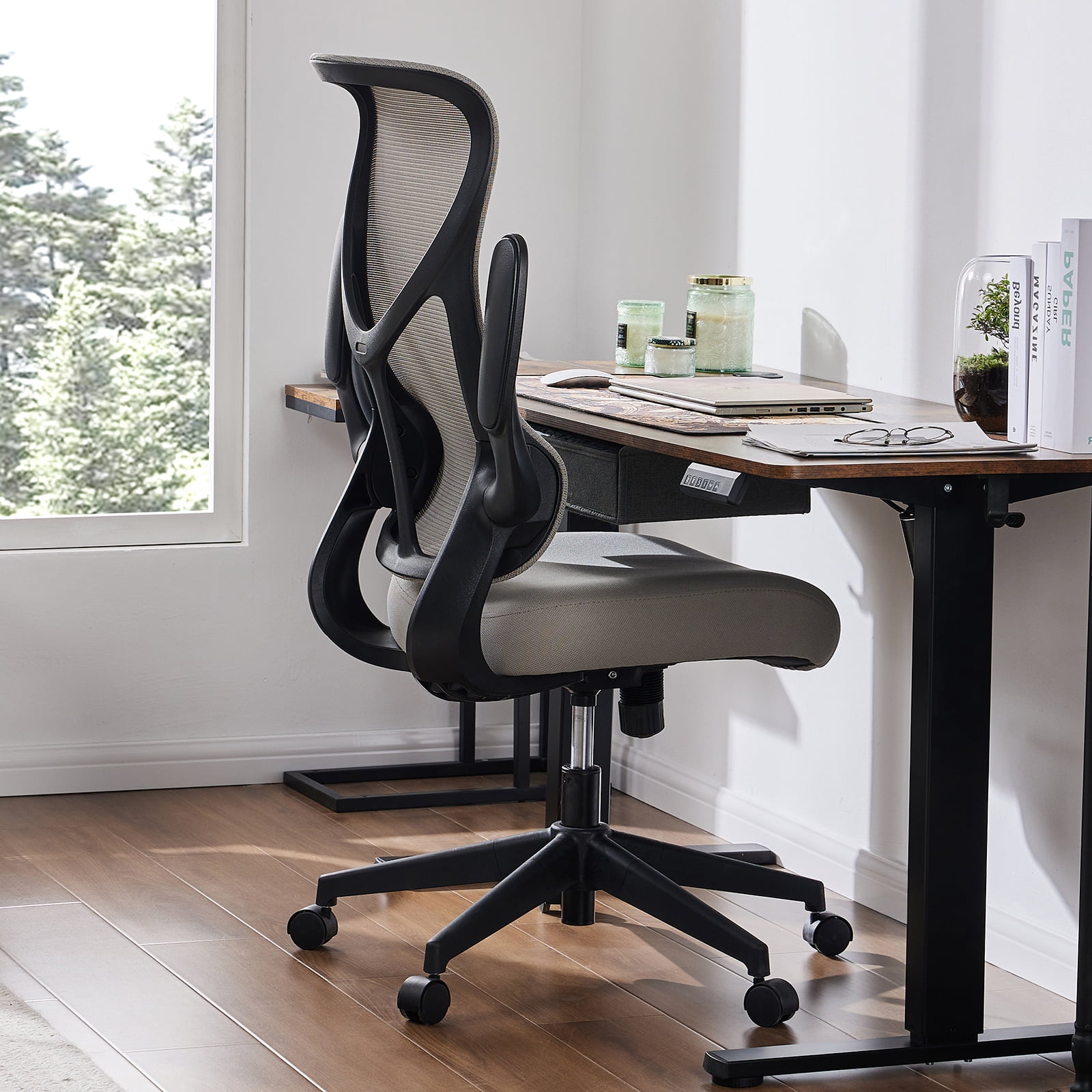 Gianna Ergonomic Office Chair with Comfortable Armrests, Adjustable Desk Chair for Home & Computer Use,White