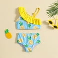 thumbnail image 2 of ZHUASHUM Ruffles Two Piece Swimwear For Girls Summer Toddler Girls Sleeveless Pineapple Printed Swimsuit Bikiniyellow,Size2-3 Years, 2 of 7