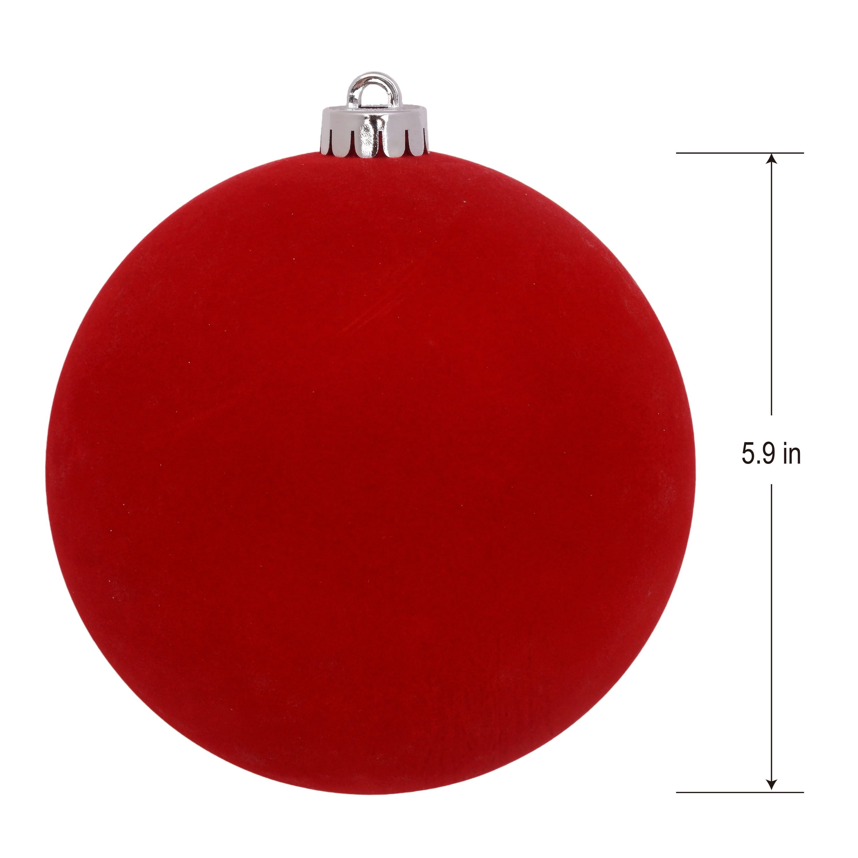 2-Count Red Jumbo Velvet-Feel Shatterproof Christmas Ornaments, 6.5", by Holiday Time