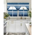 thumbnail image 5 of Dark Blue Ombre Stripes Kitchen Curtains Sets 24 Inch Length with Valance, Chic Vintage Simple Abstract Art Swag Valances and Tiers Curtain Set Drapes Swag Curtains for Living Room, Bathroom, Bedroom, 5 of 6
