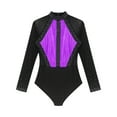 thumbnail image 5 of Alvivi Women's Long Sleeve Gymnastics Leotard Acrobatics Performer Costume Ballet Dance Bodysuit Purple L, 5 of 7