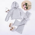 thumbnail image 4 of FYDUU Girls Fall Winter Outfits Girls Outfits 2 Piece Set Soft Knit Hoodie And Pants Casual Fall Spring Toddler Kids Clothes Ribbed Texture Wear 2-3 Years, 4 of 9