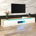 thumbnail image 2 of Deiokin 71" High-Gloss TV Stand with LED Lights, Modern Media Console with Hollow Doors, 16-Color RGB Lighting, 2 of 9