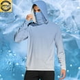thumbnail image 2 of hotojiny Men's Hooded Sun Shirts with Mask Summer Fashion Fishing Shirts for Men Gradient Long Sleeve UPF 50 Hiking Light Jacket, 2 of 7