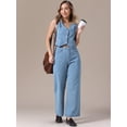 thumbnail image 3 of DARING DIVA Women's Denim Set 2 Pieces Outfits Matching Wide Leg Jeans S Light Blue, 3 of 7