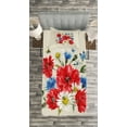 thumbnail image 3 of Ambesonne Flowers Quilted Bedspread Set 2 Pcs, Vintage Poppies Daisy, Twin Size, Multicolor, 3 of 3
