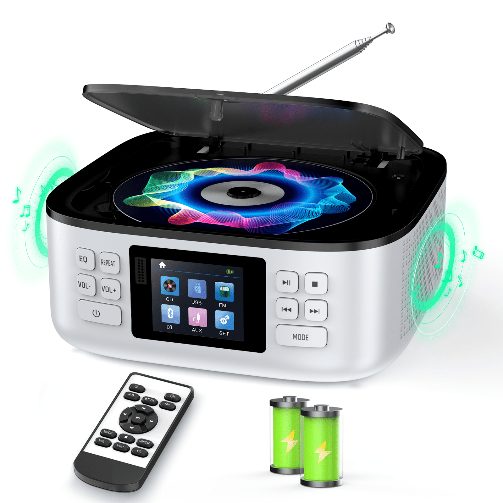 その他 Digital LCD Display Cd Player by CYBER GEAR 9jupf8b JENSEN CD-590 Portable Bluetooth Stereo CD and Cassette Player