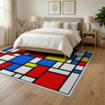 thumbnail image 3 of ODIKA 6'x9' Washable Area Rug Non-Slip, Chair-Friendly, Composition Abstract Geometric Interlocking Lines Modernist Yellow for Dining Room, Under Table, Office Décor, 3 of 7