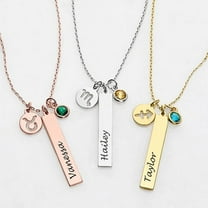 Personalized Planet Women's Personalized Name, Zodiac Sign and Birthstone Cluster Necklace