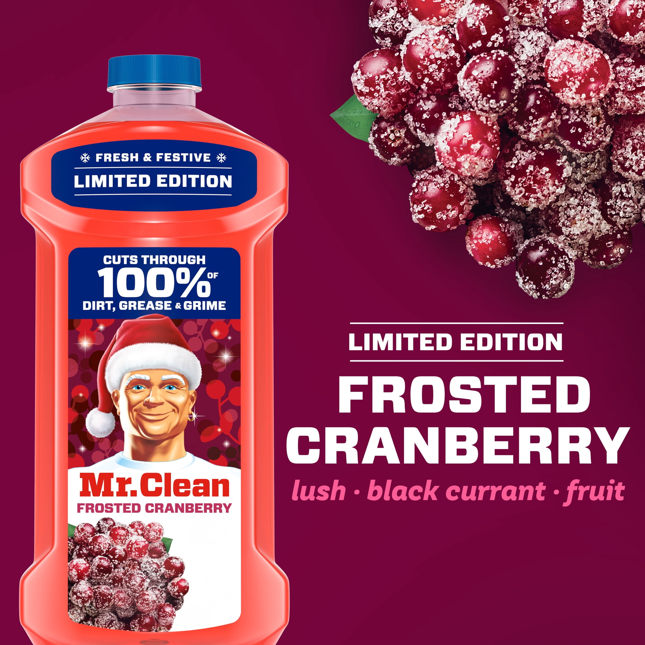 Mr. Clean All Purpose Cleaner, Floor Cleaner, Mop Soap, Cleaning Liquid, Frosted Cranberry, 41 fl oz