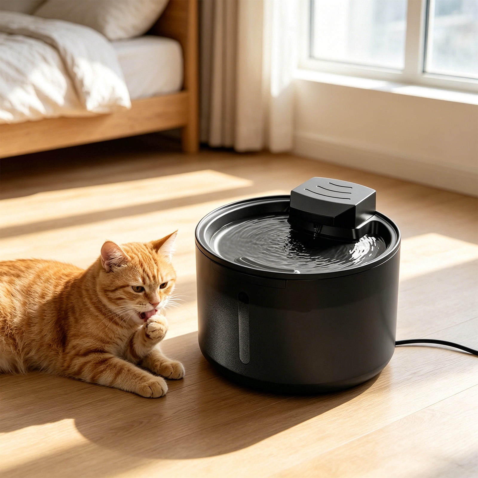Pet Fountain, Automatic Cat Dog Water Dispenser 1.5L, Quiet Circulating Pump with Multi Stage Filtration, Easy Clean Indoor USB Powered Waterer