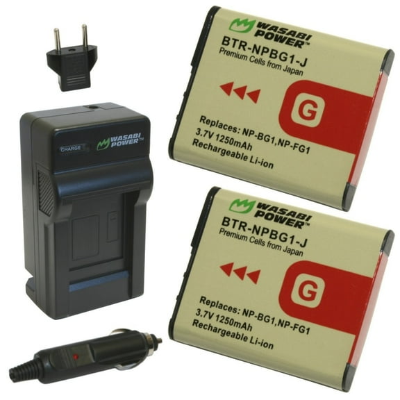 Wasabi Power Battery (2-Pack) and Charger for Sony NP-BG1