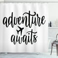 thumbnail image 1 of Ambesonne Saying Shower Curtain, Monochrome Travel Typography, 69"Wx75"L, White Black, 1 of 3