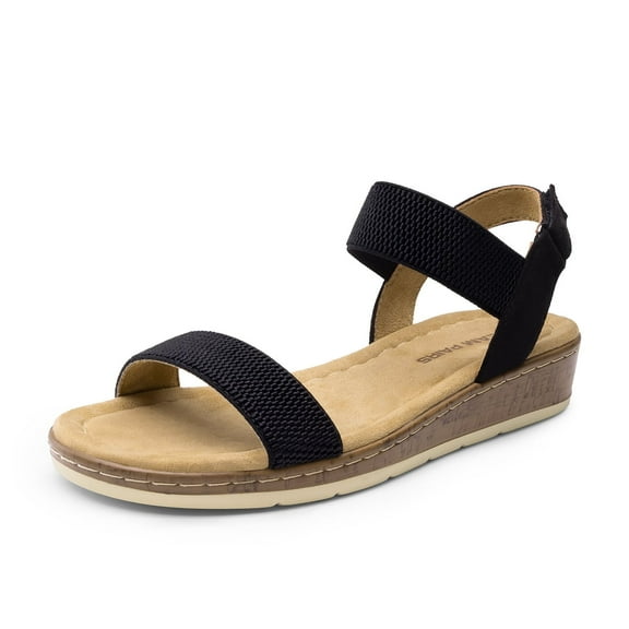 DREAM PAIRS Women's Comfortable Dressy Cork Low Wedge Heels Cute Summer One Band Casual Flat Sandals with Adjustable Ankle Strap