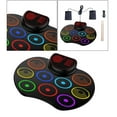 thumbnail image 4 of Kit de batería enrollable de mano electrónica perfecl 9 almohadillas con pedales de piezaza de batería de litio, 4 of 8