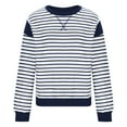 thumbnail image 5 of Lenpel Women's Crew Neck Sweatshirts Long Sleeve Striped Color Block Side Split Pullover Tops Loose Fashion Outfits, 5 of 6