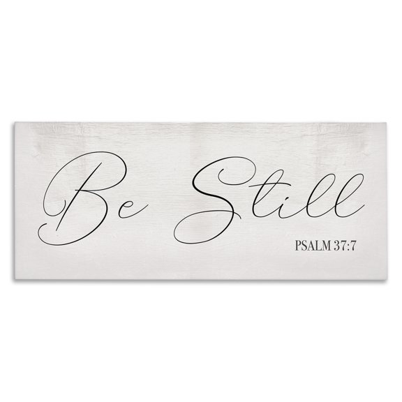 Stupell Industries Rustic Lodge Be Still Phrase Psalm 37:7 Elegant Script Canvas Art, 30 x 13, by Lil' Rue