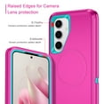thumbnail image 3 of I-HONVA For Samsung Galaxy S25/S24 Case Compatible with MagSafe,3-Layer Military Grade Drop Protection Anti-Slip Rugged Shockproof Dustproof Protection 6.2 inch Phone Case,Rose Turquoise, 3 of 7