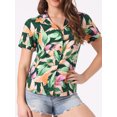 thumbnail image 2 of DARING DIVA Floral Leaves Print Short Sleeve Beach Top S Green Leaf, 2 of 6