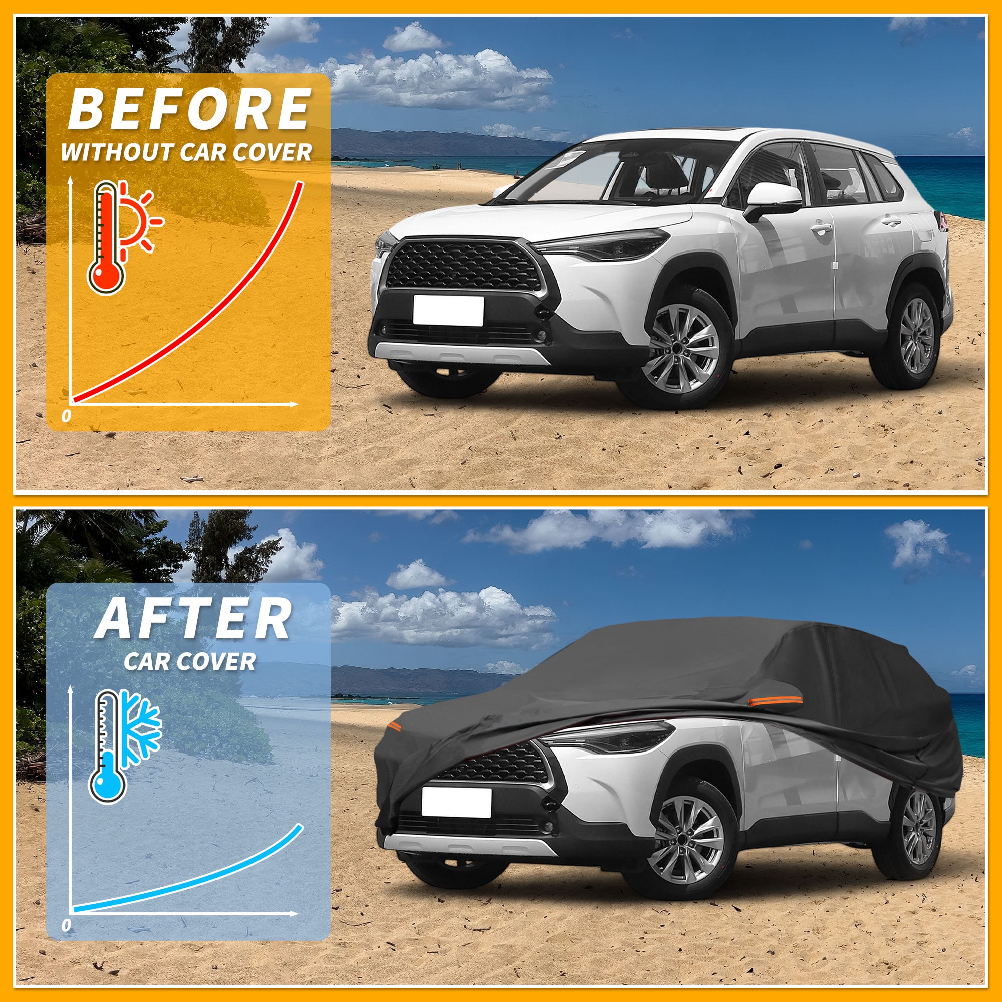 Unique Bargains Durable Waterproof Car Cover Black ["for Toyota Corolla Cross"]